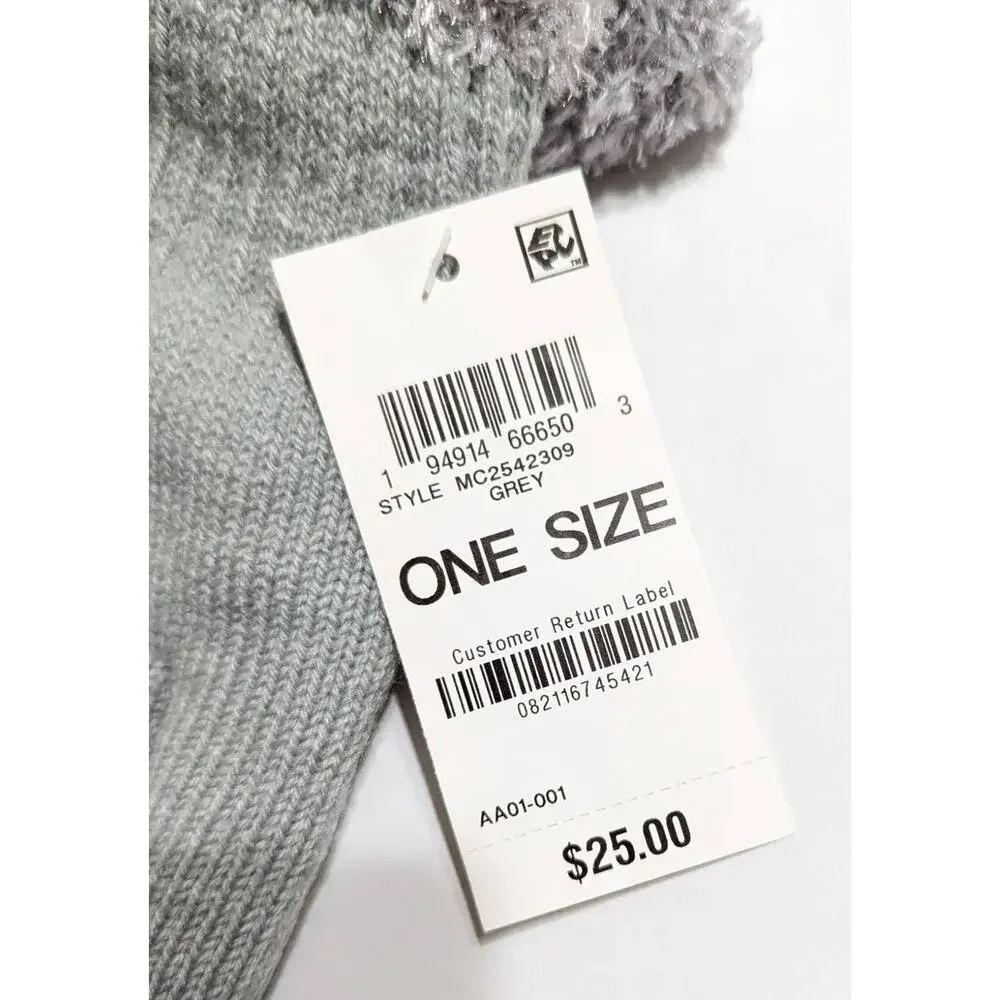 On 34TH Women's Gray Rib-Stitch Fuzzy-Cuff Knit Gloves Macy's, One Size